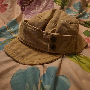 Stylish Tan Cap with Button Detail
